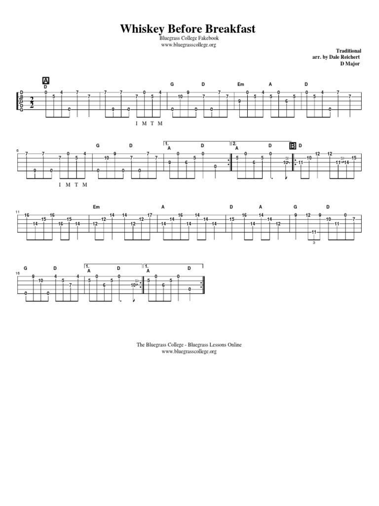 Whiskey Before Breakfast Banjo 1 Banjo PDF Music Of The African