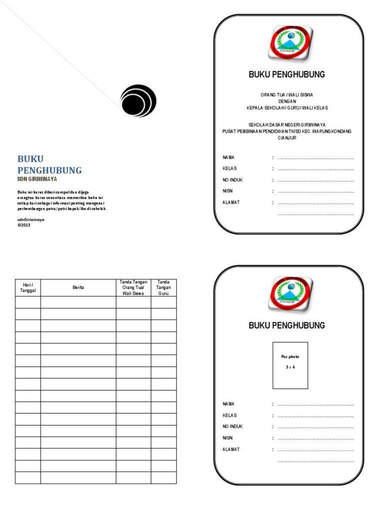 Contoh Format Buku Penghubung Guru Dan Orang Tua