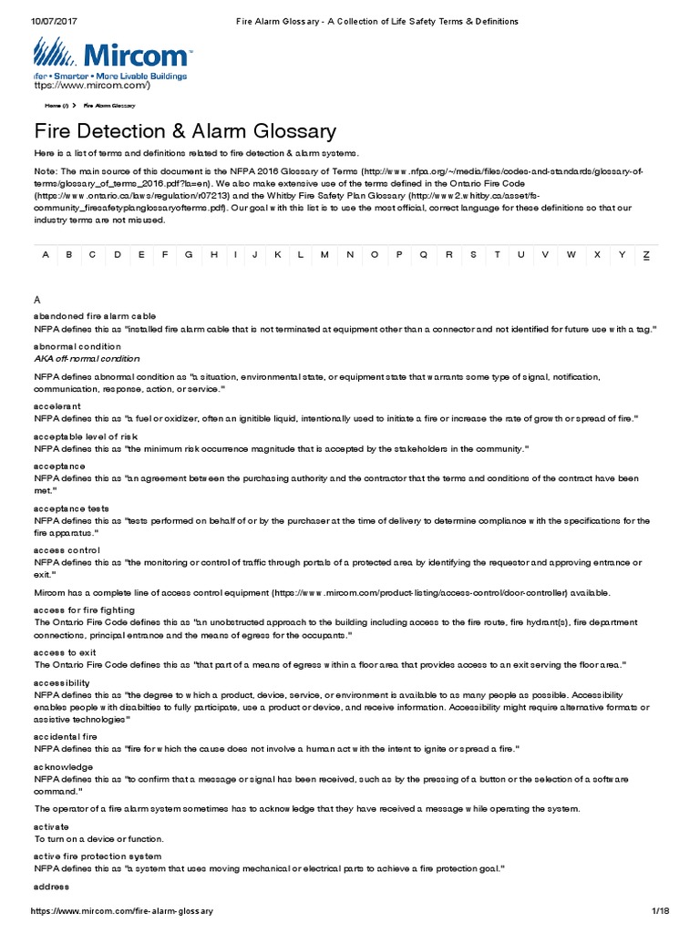 Fire Alarm Glossary A Collection of Life Safety Terms & Definitions