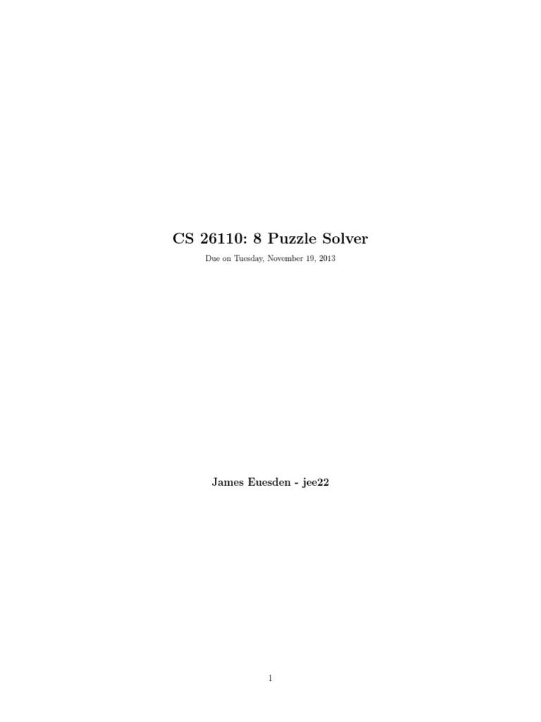 A* Algorithm for 8 Puzzle Solver | PDF | Theoretical Computer Science ...