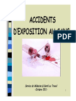 Accidents D'Exposition Au Sang: Service de Médecine & Santé Au Travail - Octobre 2011