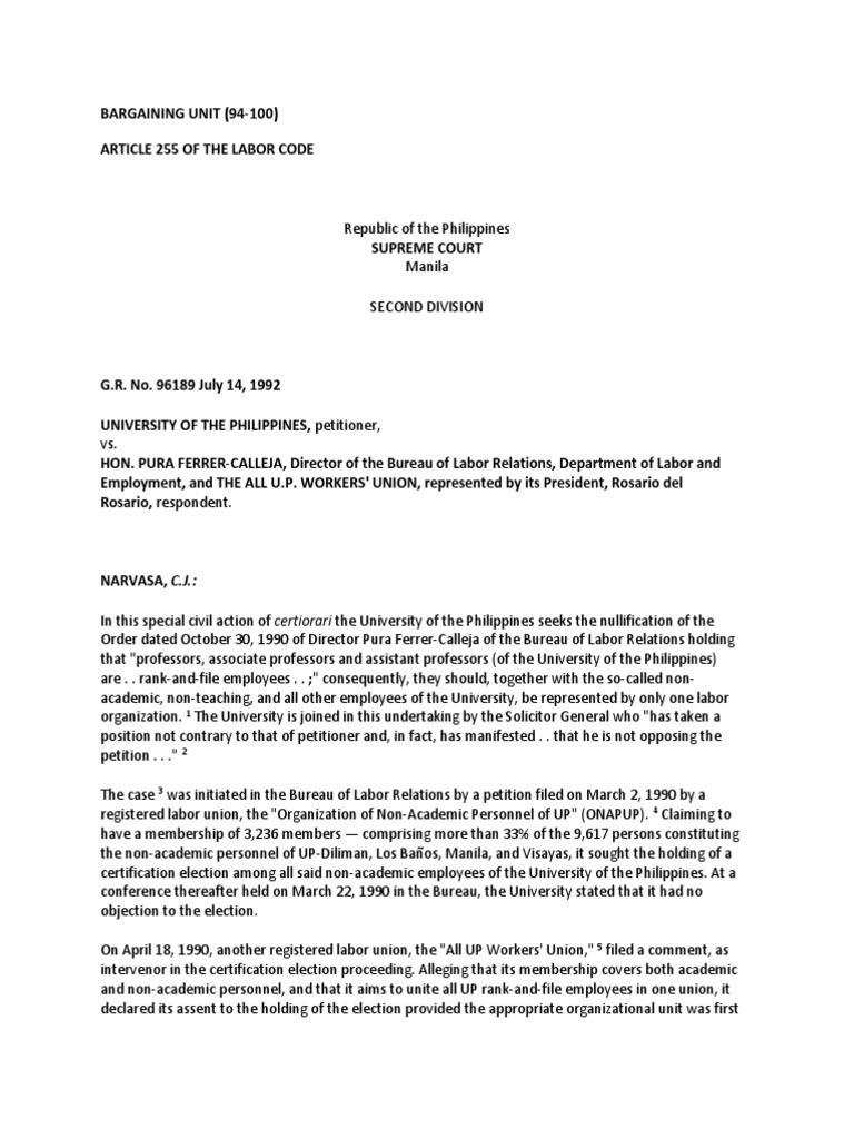 Bargaining Unit Collective Bargaining Employment