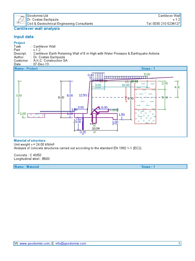 Cantilever Wall Analysis Report | PDF | Geotechnical Engineering ...