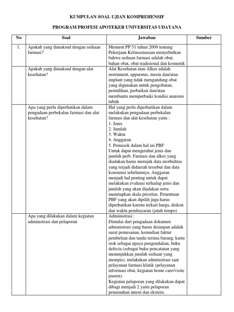 Kumpulan Soal Ujian Komprehensif Apoteker
