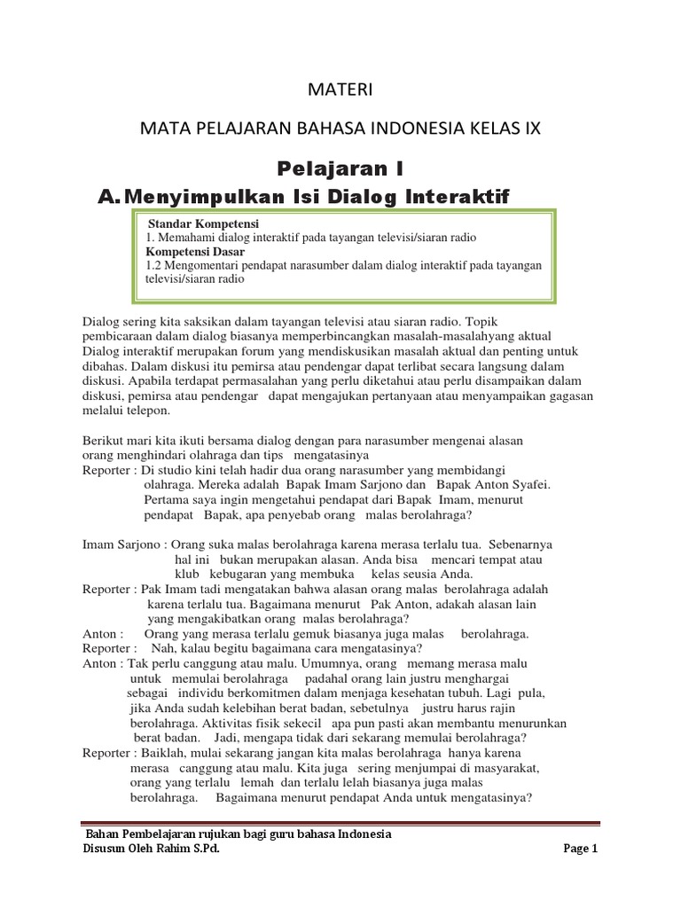 DIKTAT BAHASA INDONESIA KELAS IXdocx