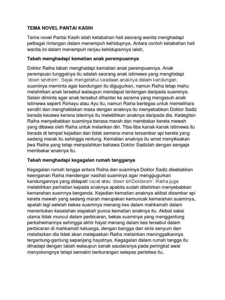 Tema Novel Pantai Kasih Pdf