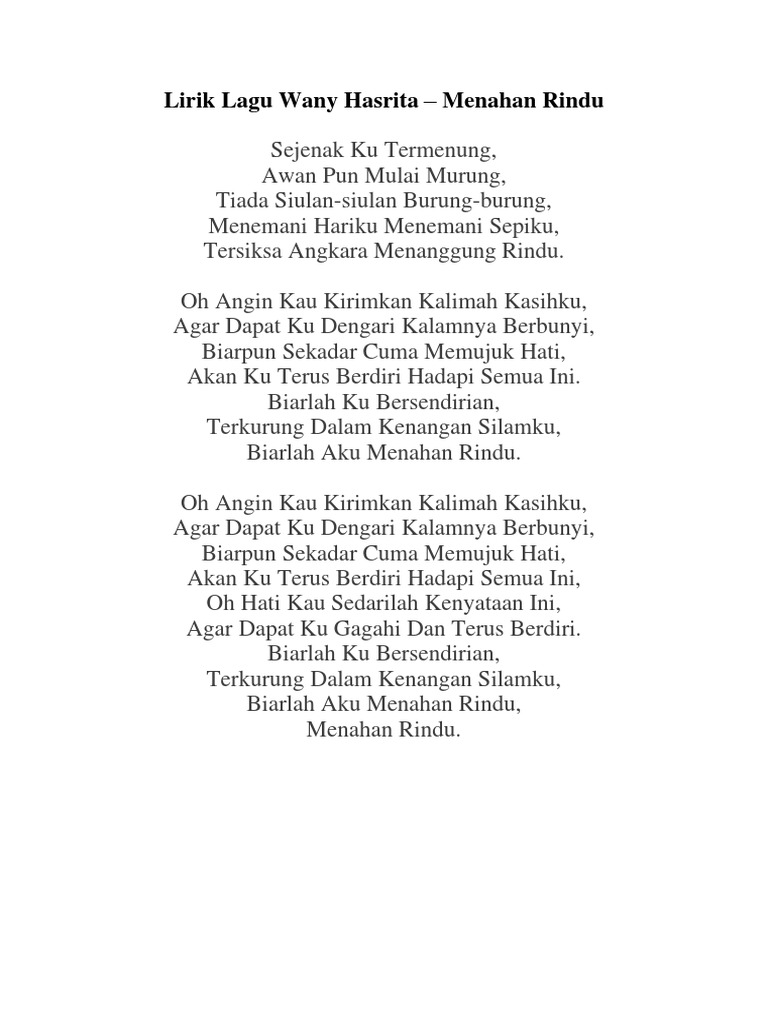 Lirik Lagu Wany Hasrita Pdf