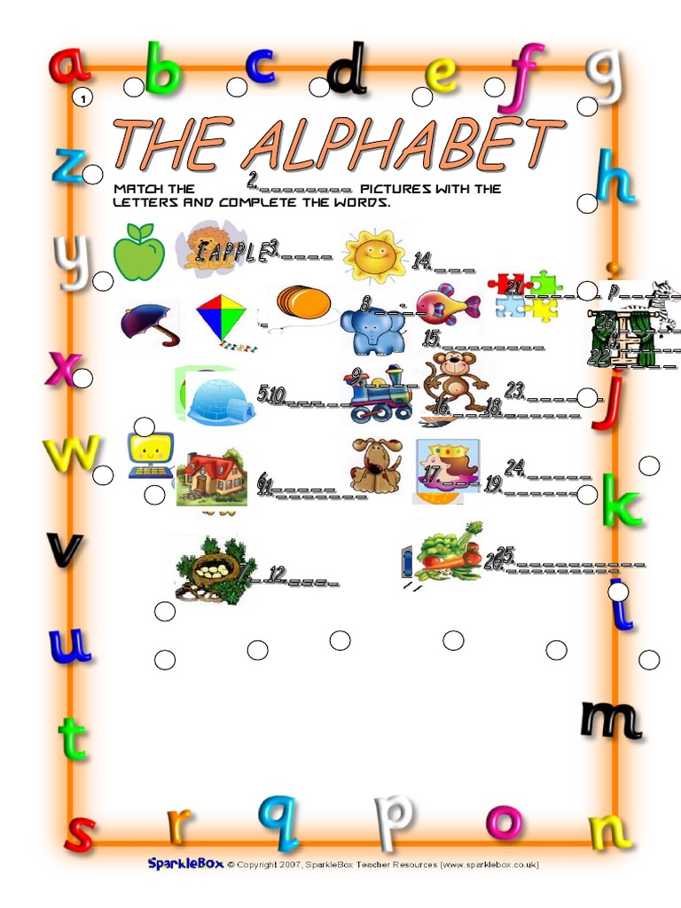 Match Pictures with Letters Activity | PDF