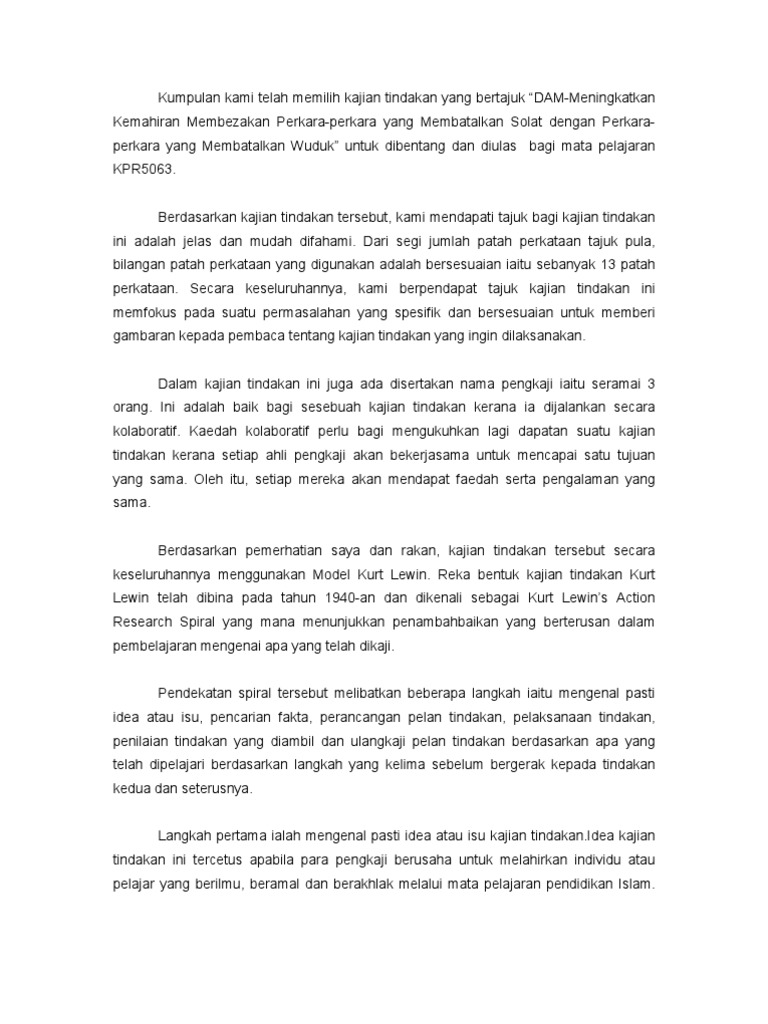 Tugasan2 Laporan Kajian Tindakan Pdf