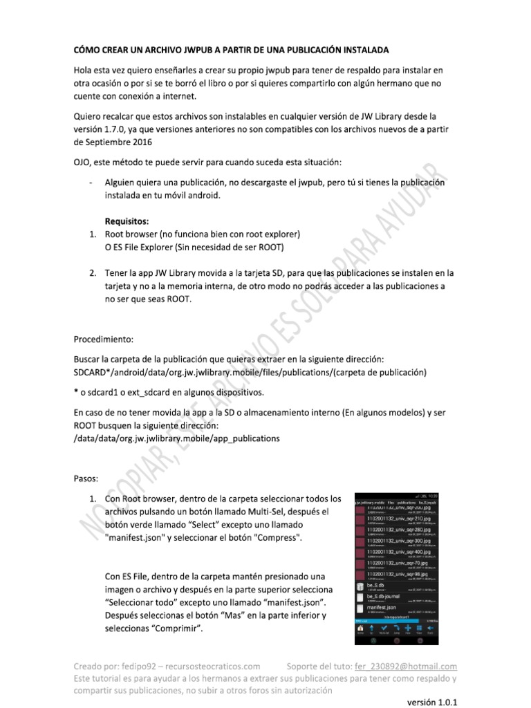 CÓMO CREAR UN ARCHIVO JWPUB A PARTIR DE UNA PUBLICACIÓN INSTALADA v1.0.1  PDF | PDF | Informática y tecnología de la información | Science