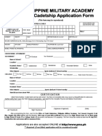 Philippine Military Academy Cadetship Application Form: This Form May Be Reproduced