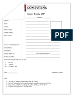 8101 Summer Training Form