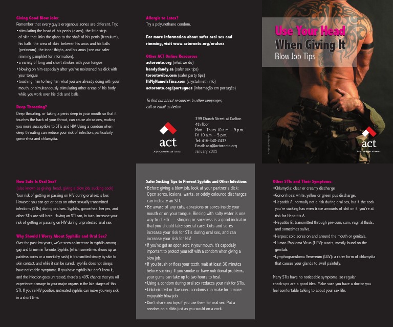 Safer Oral Sex Brochure PDF Oral Sex Sexually Transmitted Infection