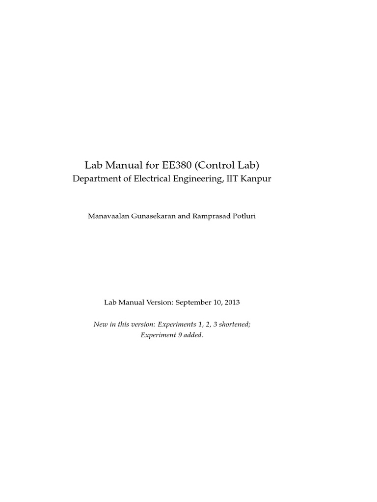 EE380 Control Lab Manual IIT Kanpur | PDF | Amplitude | Microcontroller