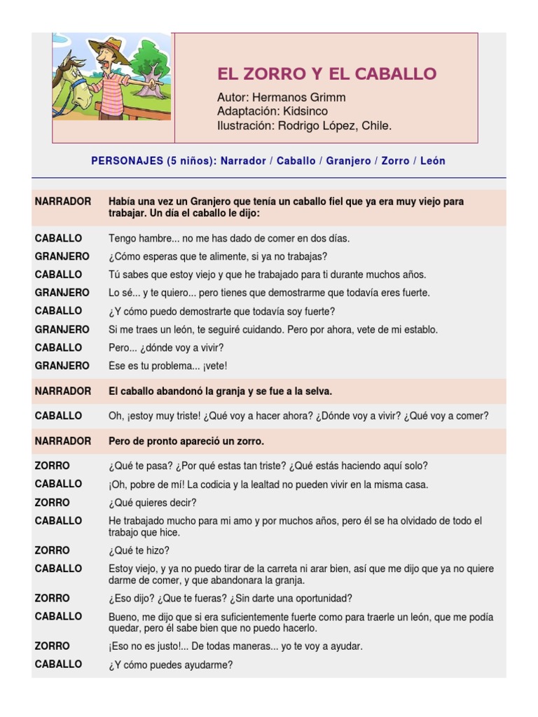 El Zorro y El Caballo León Narración