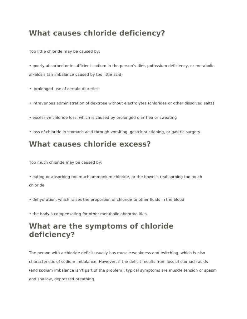What Causes Chloride Deficiency? PDF
