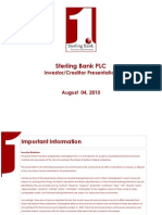 Sterling Bank Investor-Creditor Presentation - August 4, 2010