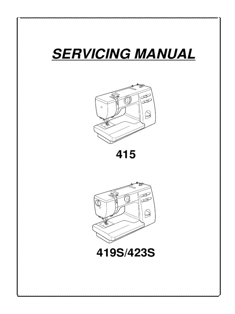 JANOME 423S Maintenance Manual Sewing Machine Screw