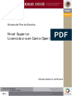 Sintesis de Planes de Estudio Del Area de Canto