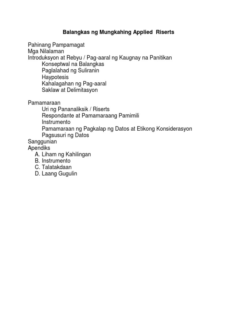 Balangkas NG Riserts | PDF