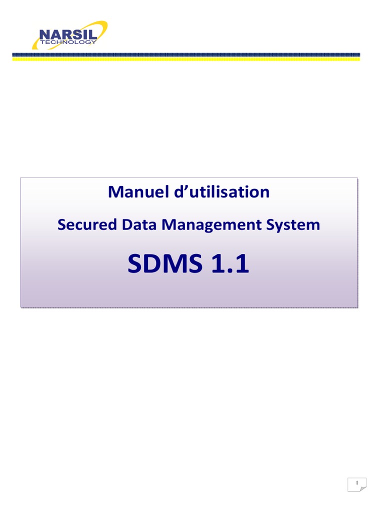Manuel SDMS 1.1 : Guide Utilisateur | PDF | Application | Informatique