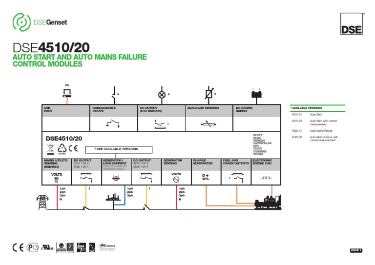 DSE4510 DSE4520 Wiring Diagram | PDF | Direct Current | Electric Generator
