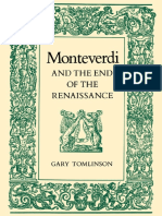 TOMLINSON, Gary - Monteverdi and The End of The Renaissance