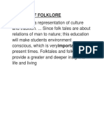 Values of Folklore Folklore Is A Representation of Culture