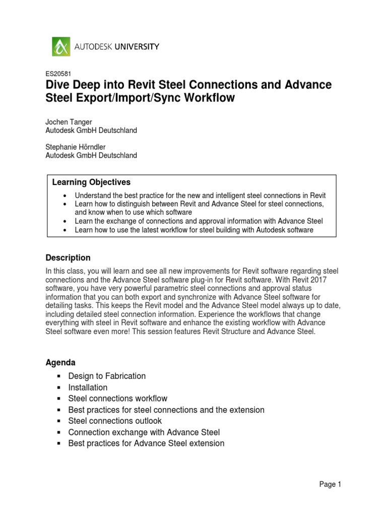 Handout 20581 AU 2016 Class Handout ES20581 PDF Structural