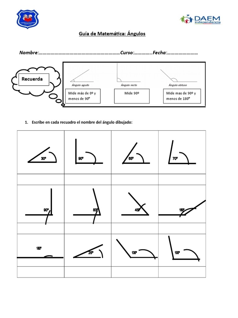 Guía de Ángulos para Primaria | PDF | Hogar, jardinería y bricolaje