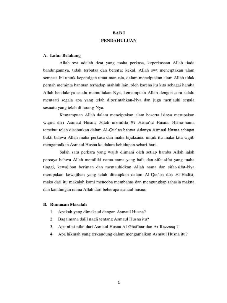 Nilai Nilai Asmaul Husna Docx