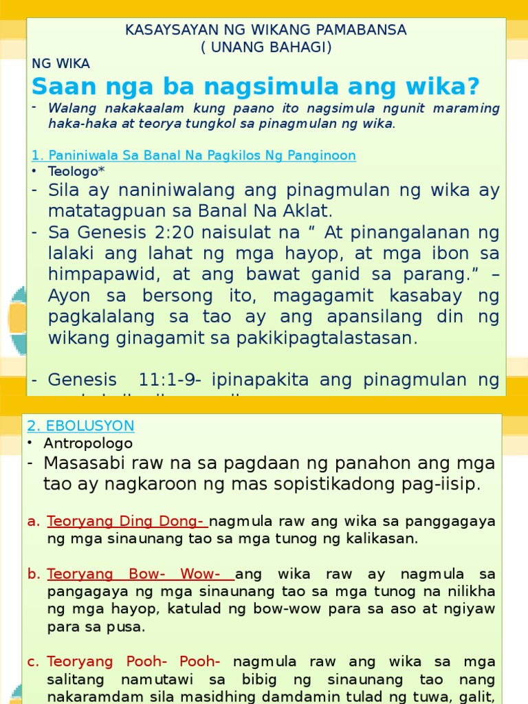 Shs Pinagmulan NG Wika | PDF