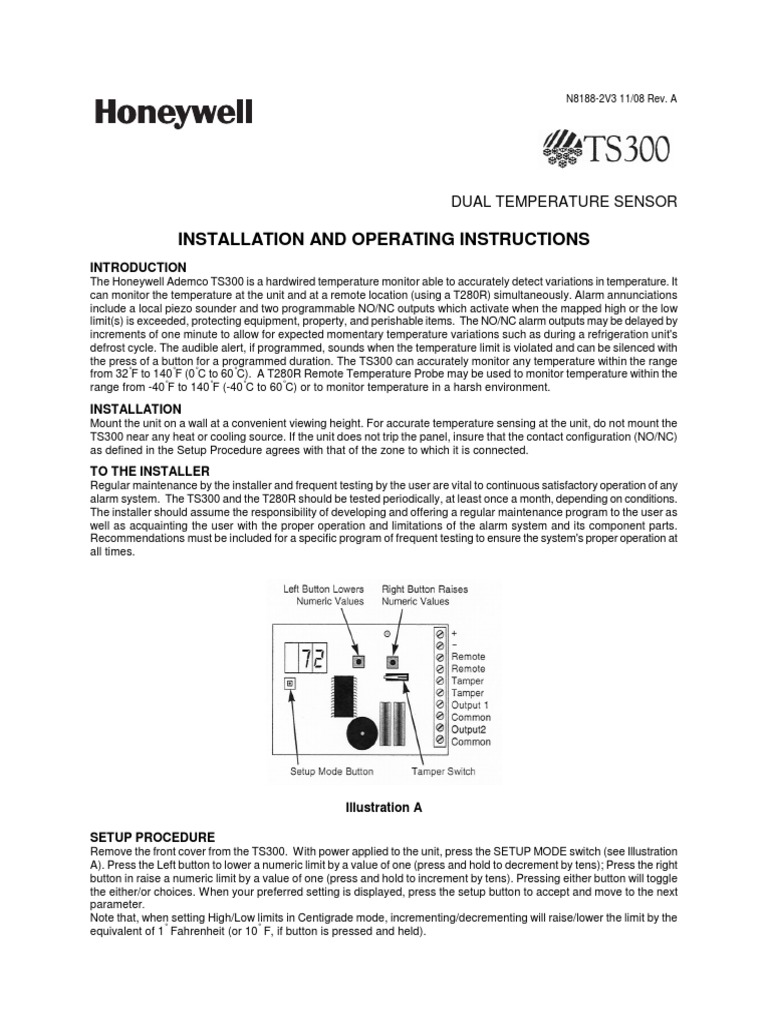 TS300 Dual Temperature Sensor, Heat Detectors, Sensors, Heat Detectors