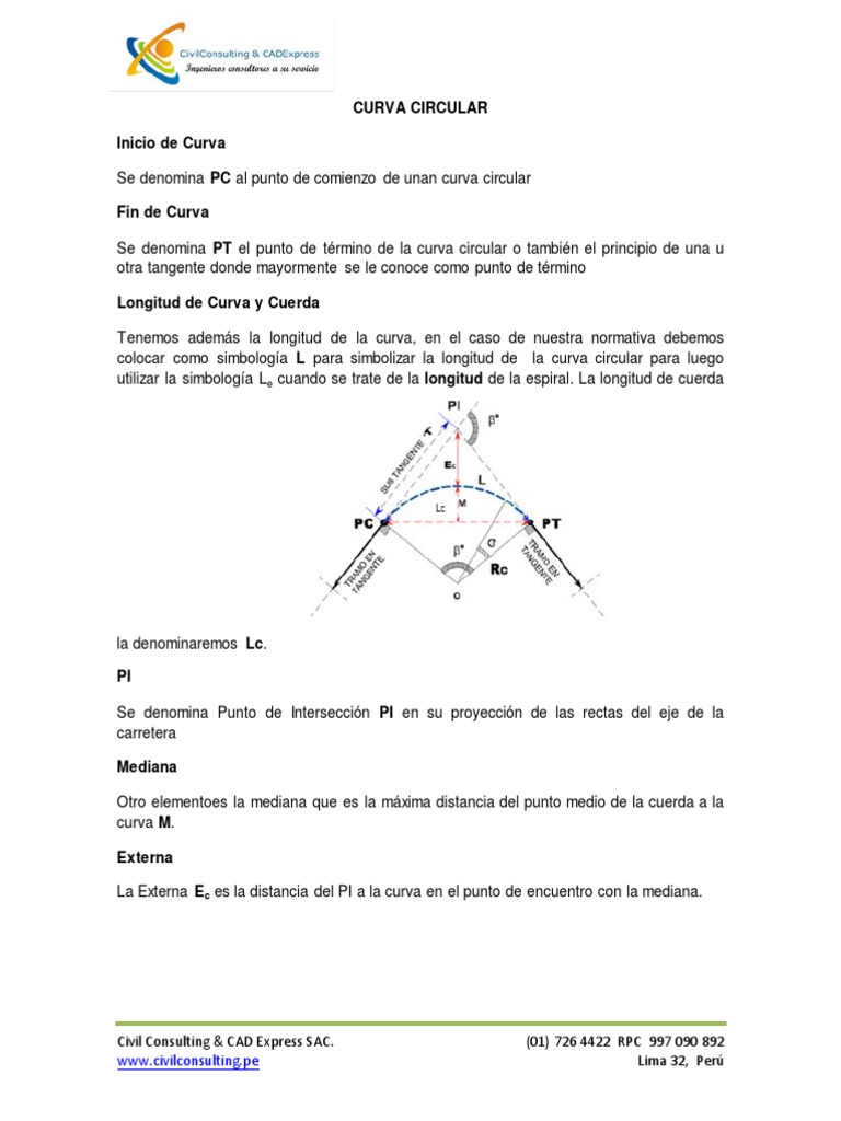 Elementos de la Curva Circular | PDF | Curva | Tangente