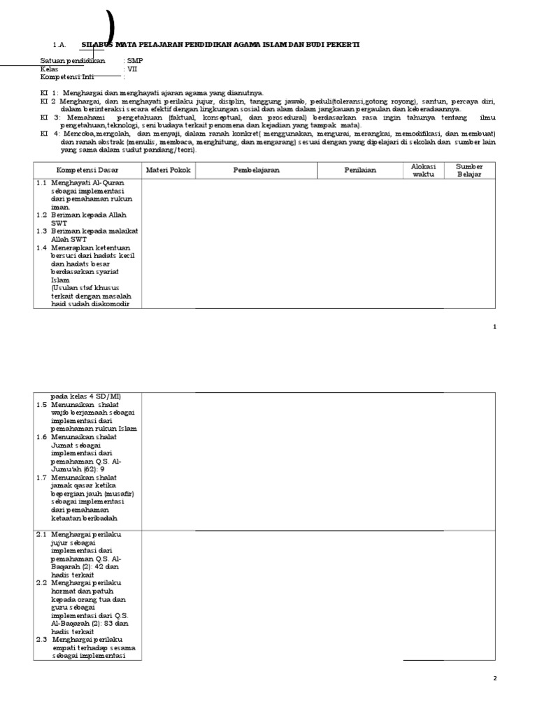 Gabungan Silabus Smp Termutakhir Copy