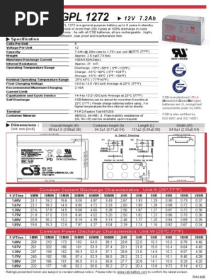 Battery CSB GPL 1272 PDF | PDF | Battery (Electricity