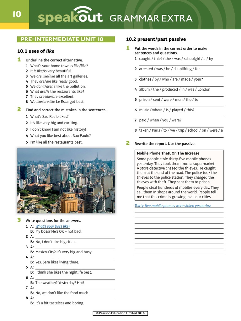 Speakout Grammar Extra Pre-Intermediate Unit 10 PDF | PDF | Crime ...