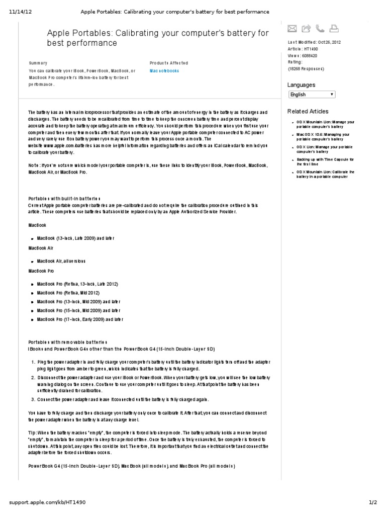 Apple Mac Battery Calibration PDF Battery (Electricity) Apple Inc.