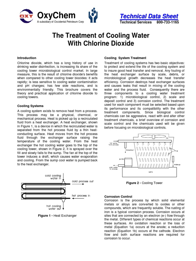 The Treatment of Cooling Water With Chlorine Dioxide Chlorine Disinfectant