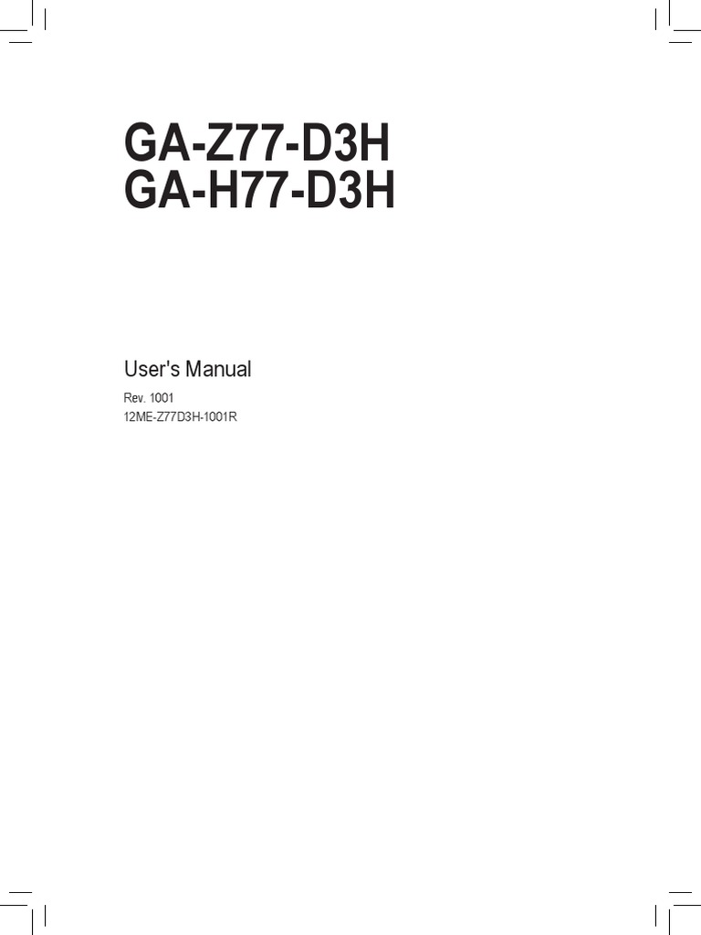 Mb Manual Ga Z77 H77 D3h Mvp E Pdf Usb Bios