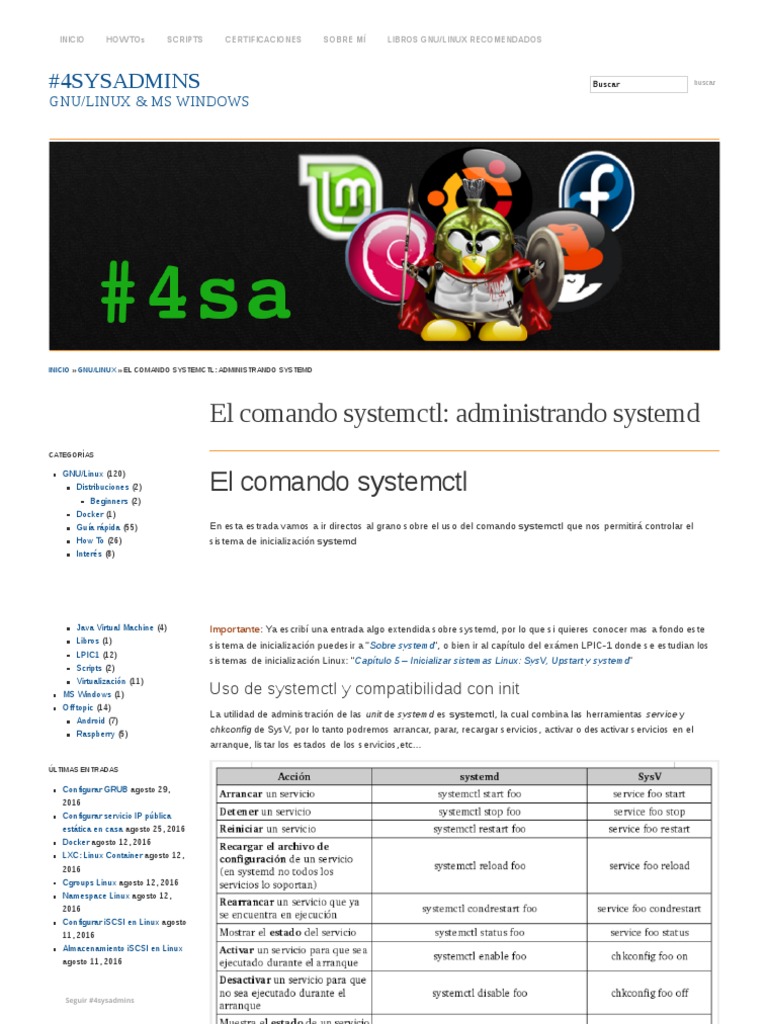 El Comando Systemctl - Administrando Systemd #4sysadmins | PDF ...