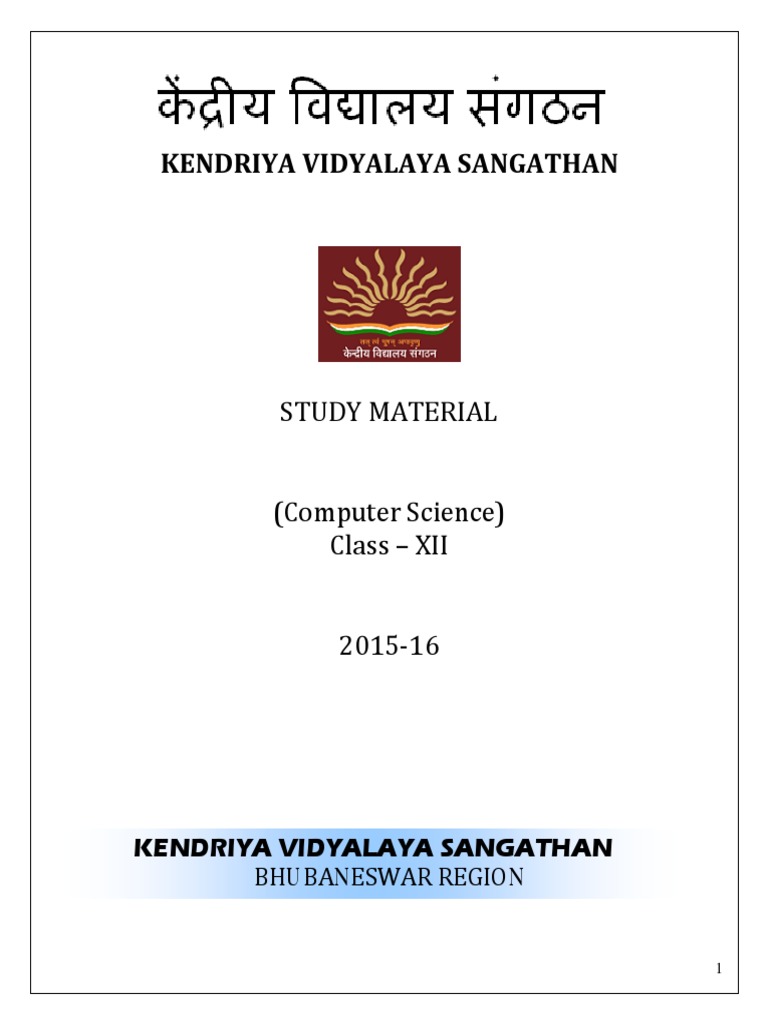 Class XII Computer Science Study Guide | PDF | Class (Computer ...