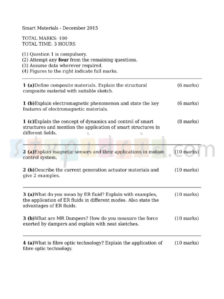 Question Paper Smart Materials | PDF