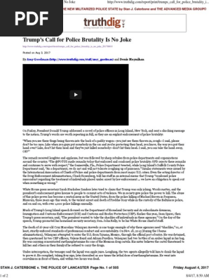 Trump S Call For Police Brutality Is No Joke Friday August 4 2017