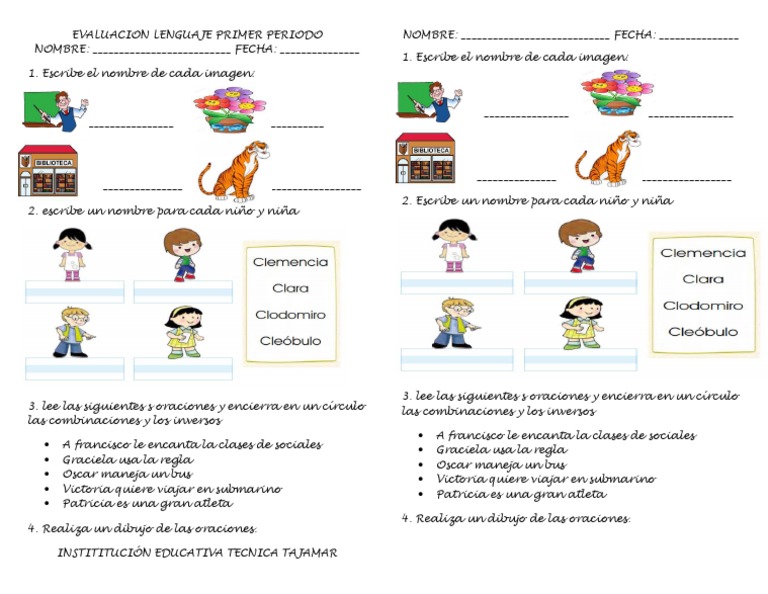 Evaluación de Combinaciones para Niños | PDF