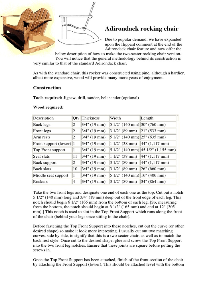 Chair Adirondack Rocking Chair Pdf Chair Screw