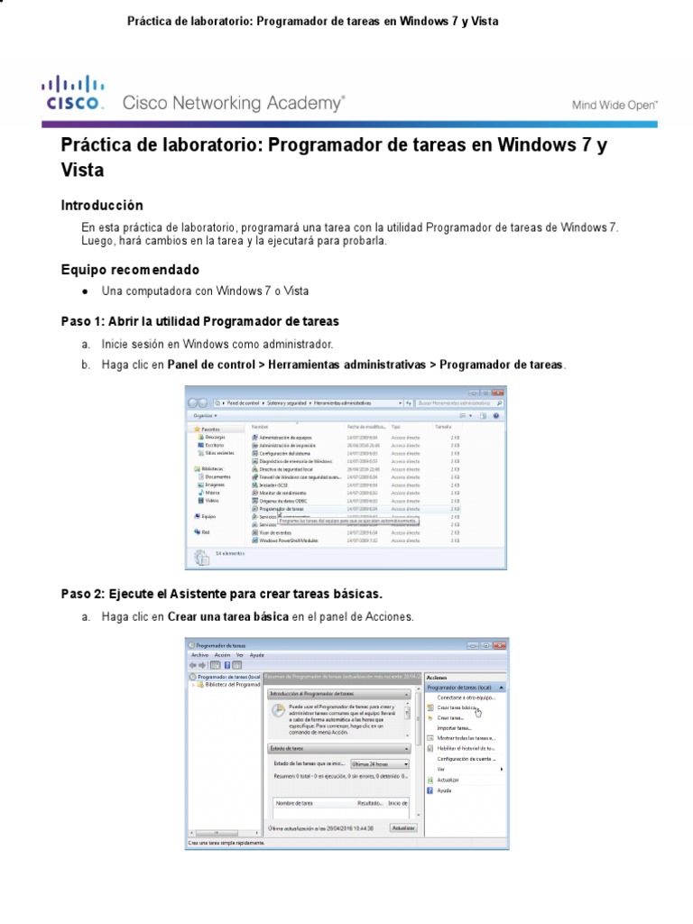 6.3.1.5 Lab - Task Scheduler in Windows 7 and Vista | PDF | Ventana ...