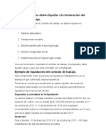 Conceptos Que Se Deben Liquidar A La Terminación Del Contrato de Trabajo