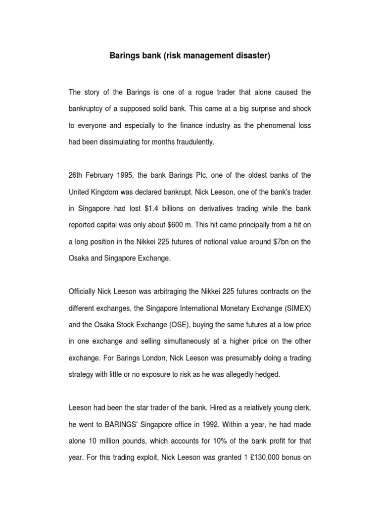 Barings Bank PDF PDF