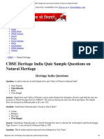 CBSE Heritage India Quiz Sample Questions on Natural Heritage 2014-2015